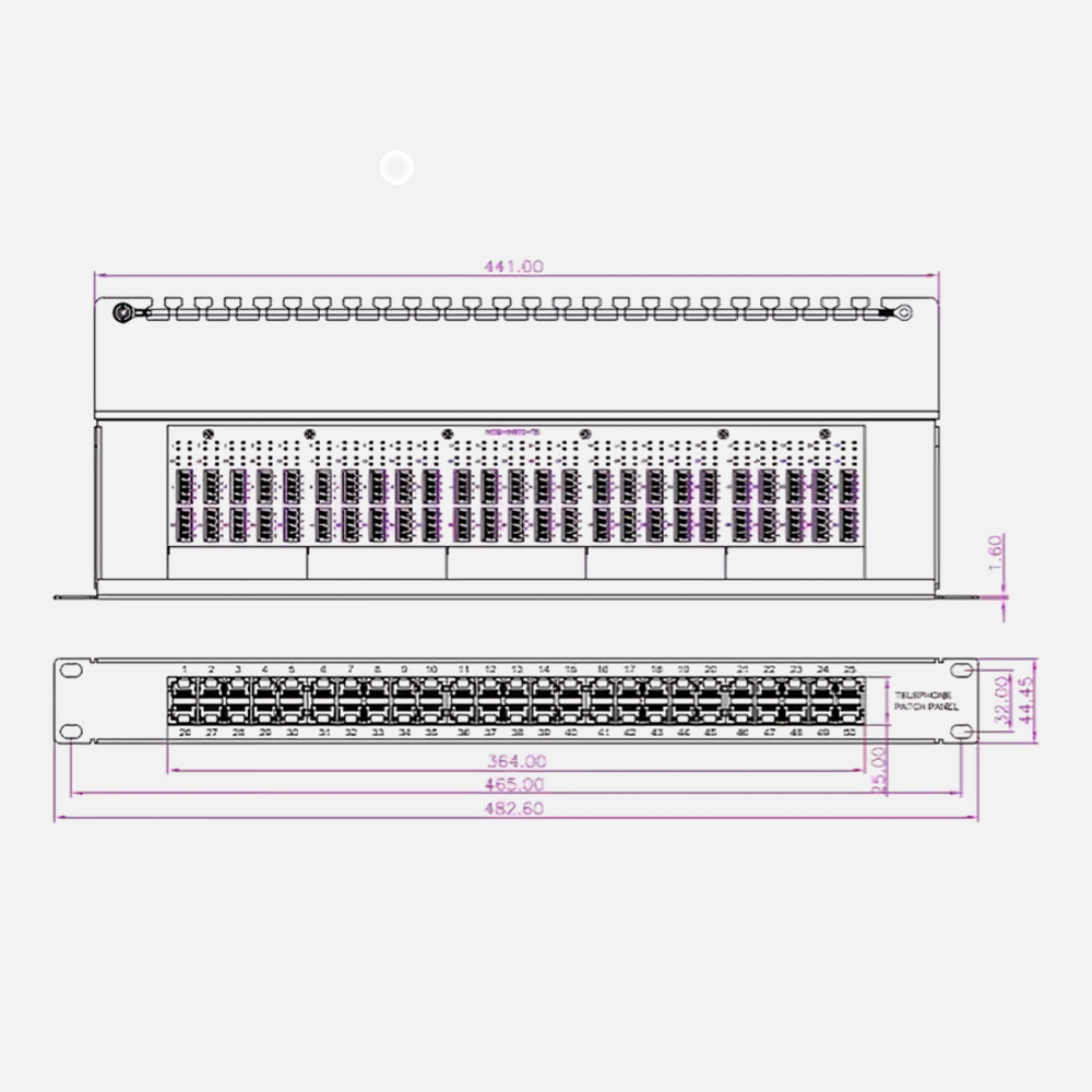 CAT3 50 PORT VOICE PATCH PANEL - Image 2